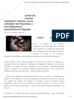 Fidelidad a La Memoria de Lo Que Dios Hizo, Nuevos Desafíos y Oración, En La Reflexión de Francisco a Los Religiosos y Sacerdotes en Uganda