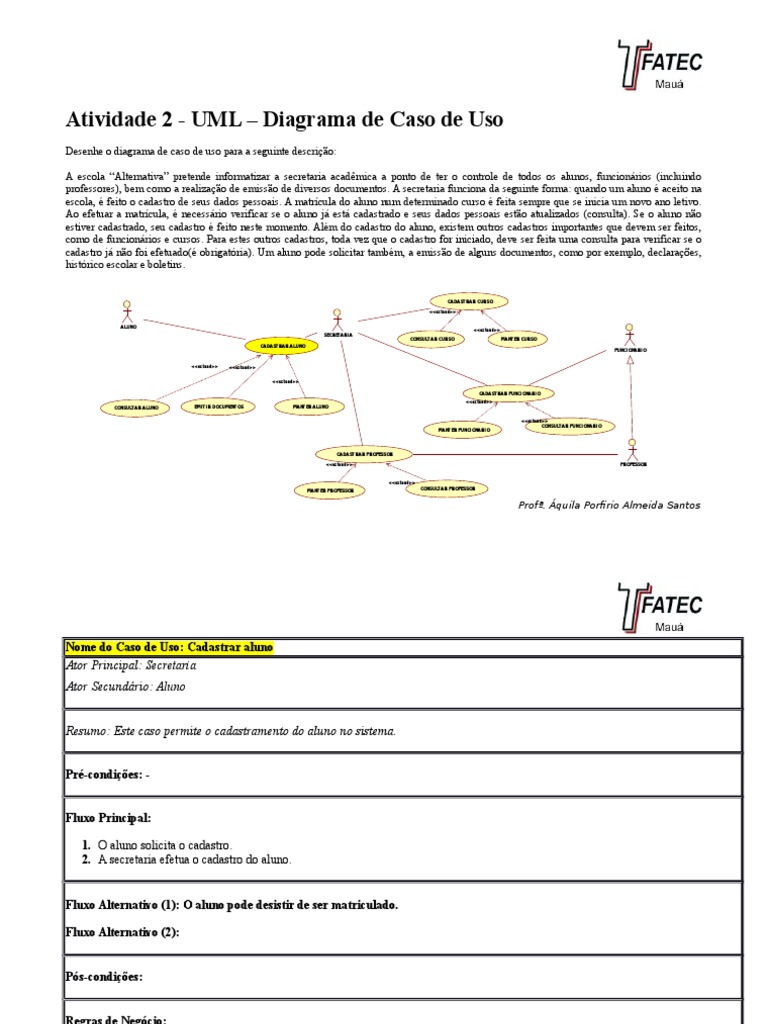 Sistema de Gestão Acadêmica Escolar | PDF | Diagrama de caso de uso ...