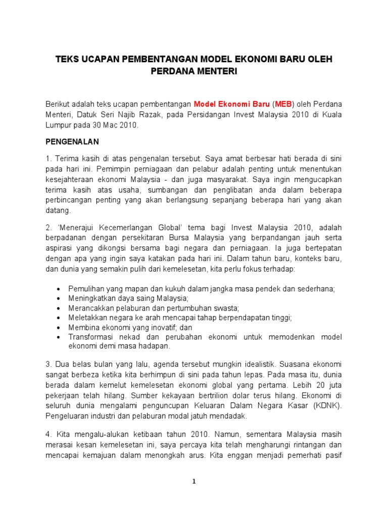 Model Ekonomi Baru Pdf