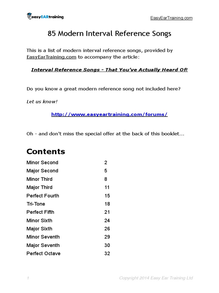 85 Modern Interval Reference Songs From Pitch