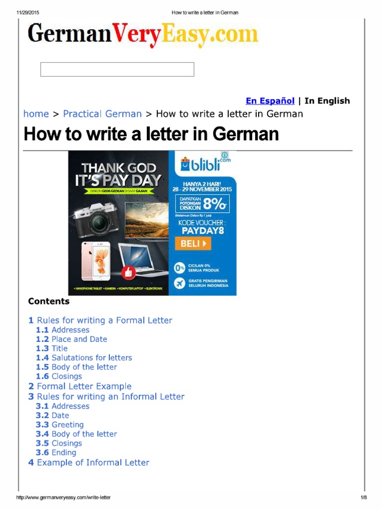 German Letter Writing A1 Pdf | How to pass the writing part of the A1 ...