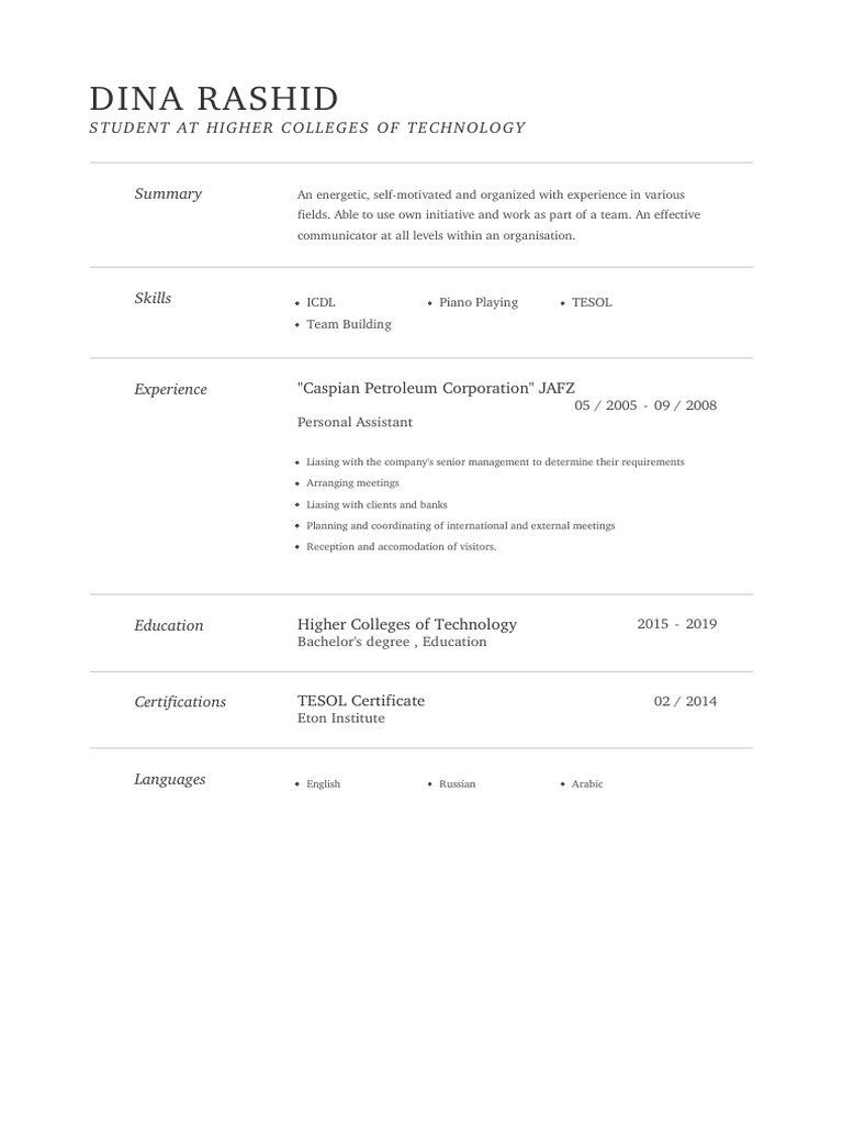 Dina Rashid Resume | PDF