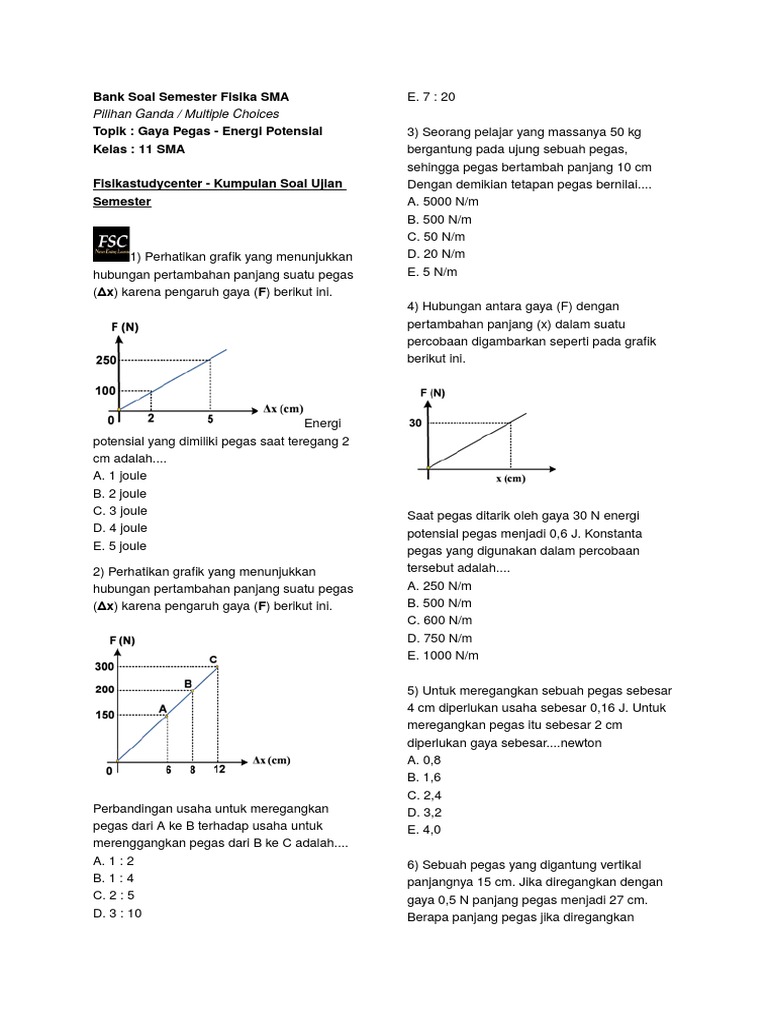 Bank Soal Semester Fisika SMA