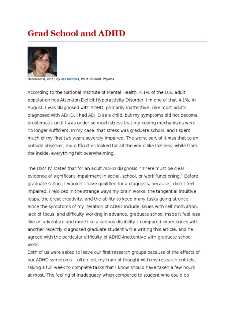 Grad School and ADHD | PDF | Beatitudes | Attention Deficit ...