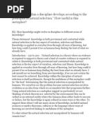 Knowledge Within A Discipline Develops According To The Principles of Natural Selection." How Useful Is This Metaphor?