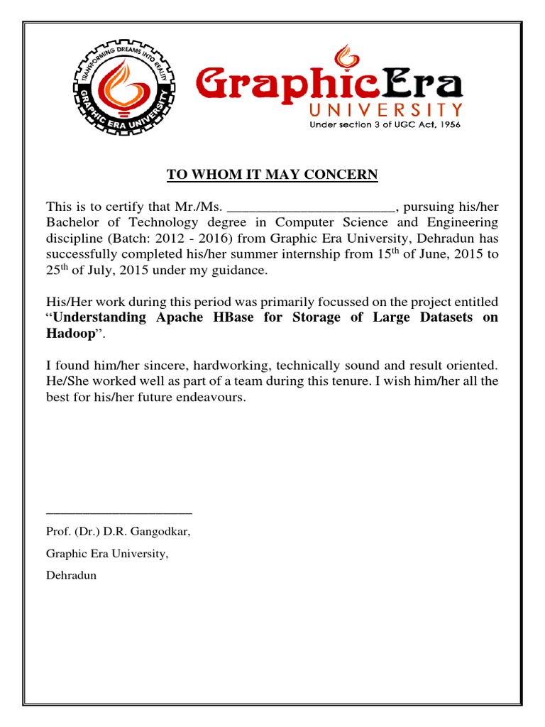 Internship Certificate for Computer Science | PDF