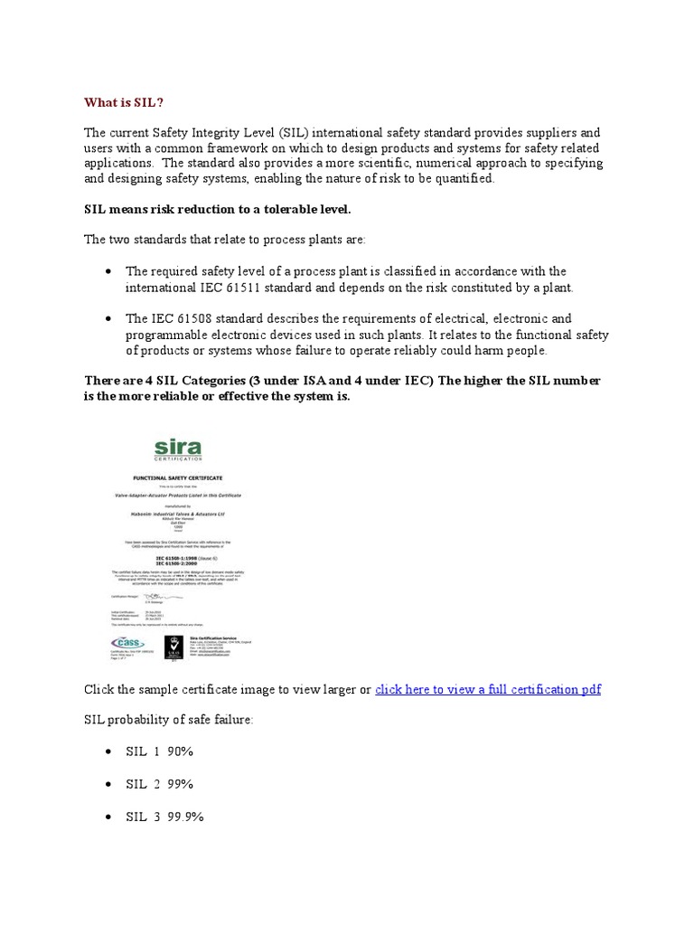 What is SIL Prevention Safety