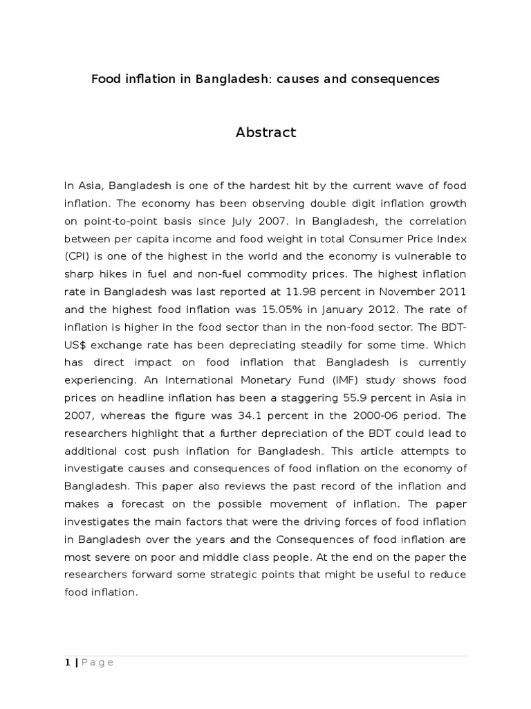 Causes of Food Inflation in Bangladesh | PDF | Consumer Price Index ...