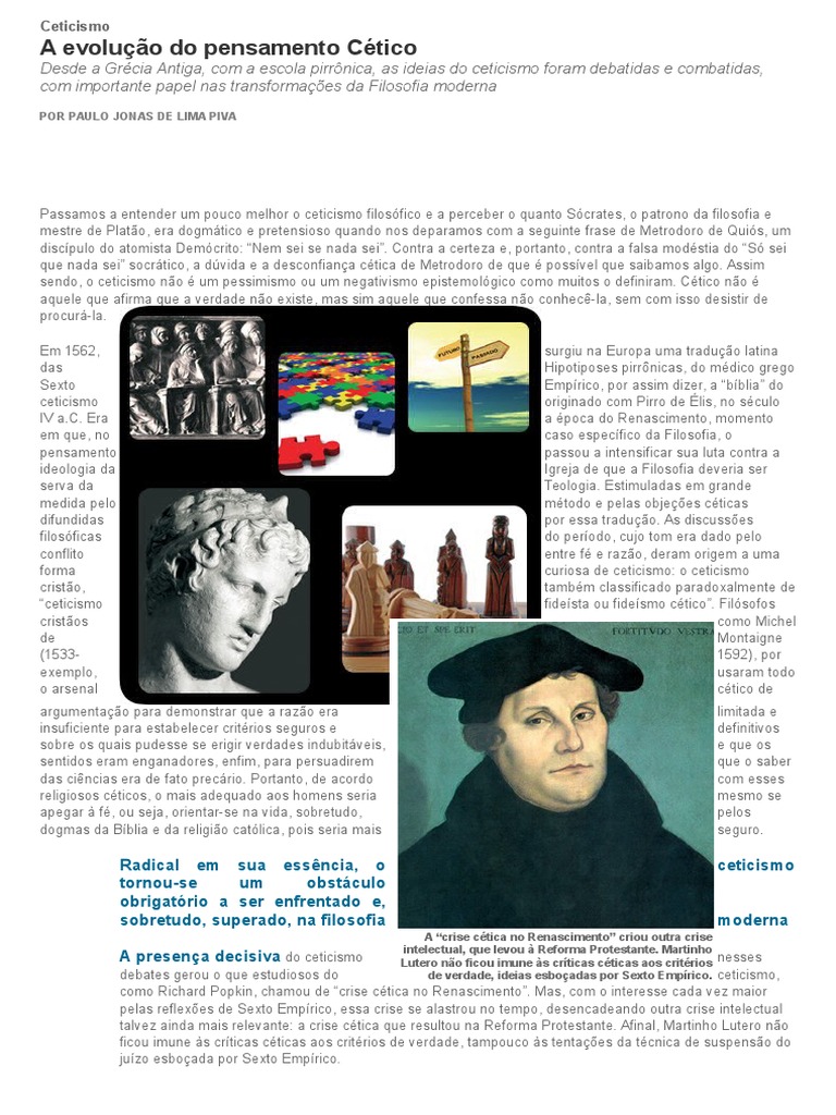 Ceticismo: História e Impactos Filosóficos | PDF | Ceticismo | René ...