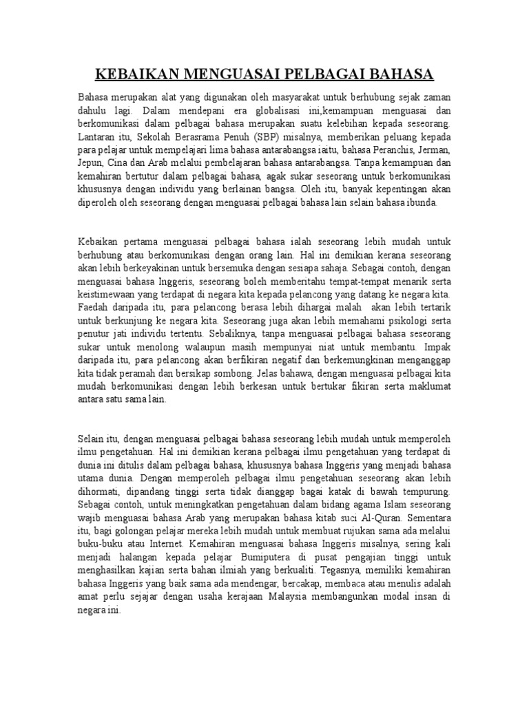 Kebaikan Menguasai Pelbagai Bahasa Pdf