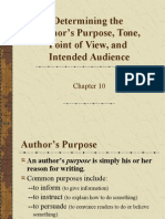 Determining The Author's Purpose, Tone, Point of View, and Intended Audience