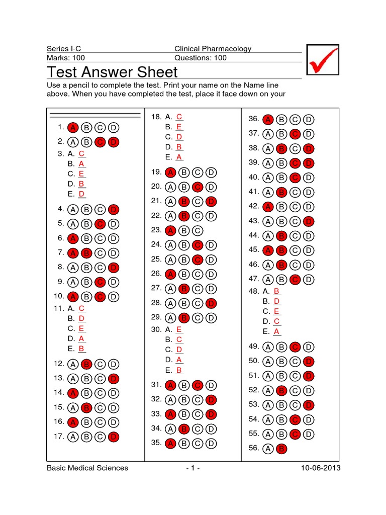 Answer Sheet - Key Key | PDF