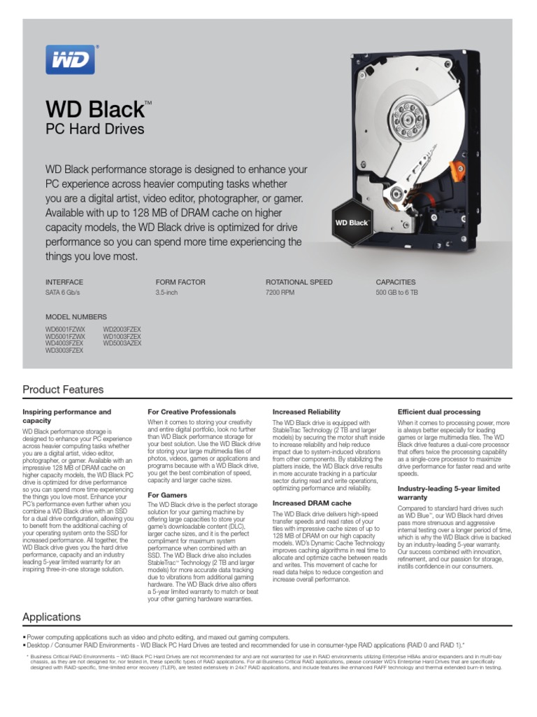 WD Black: PC Hard Drives | PDF | Hard Disk Drive | Solid State Drive