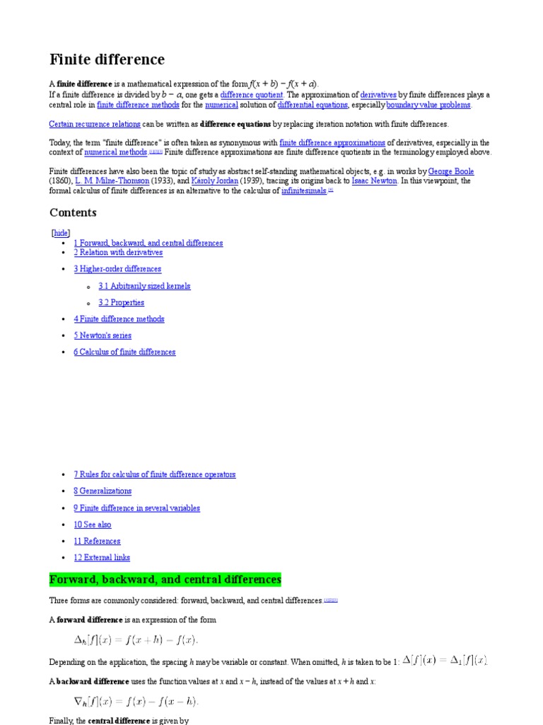 Finite Difference Methods Explained | PDF | Finite Difference | Algebra