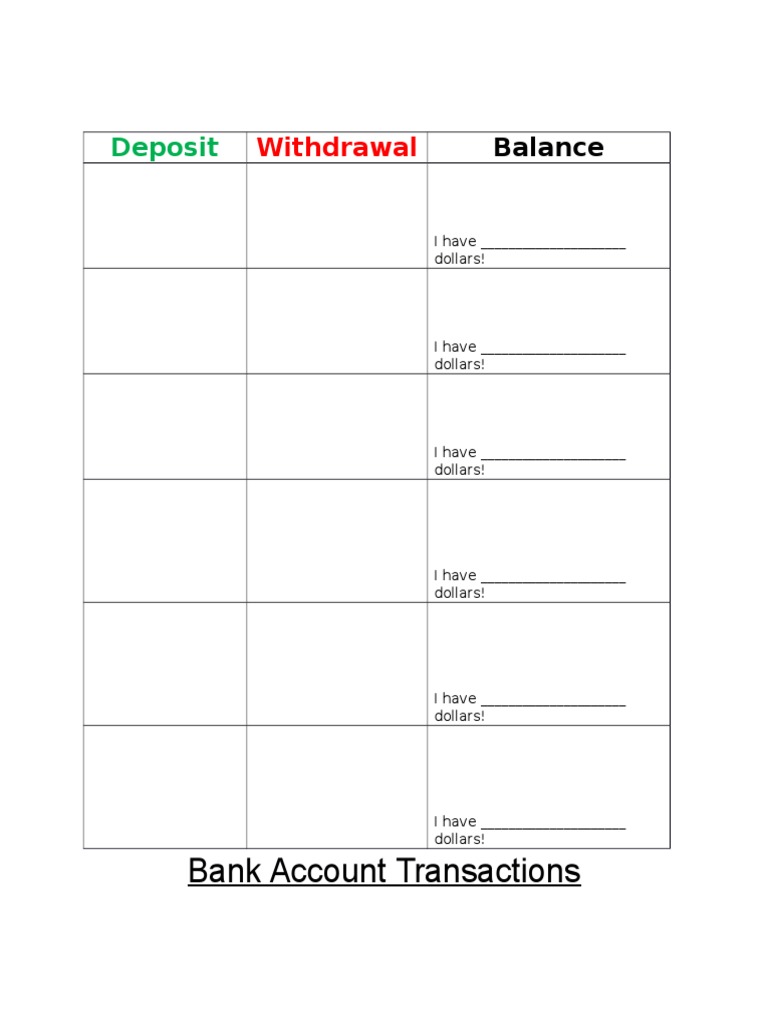 Bank Account Transaction Summary | PDF