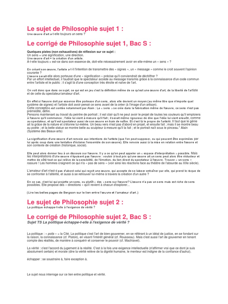 les sujets de dissertation philosophique pdf