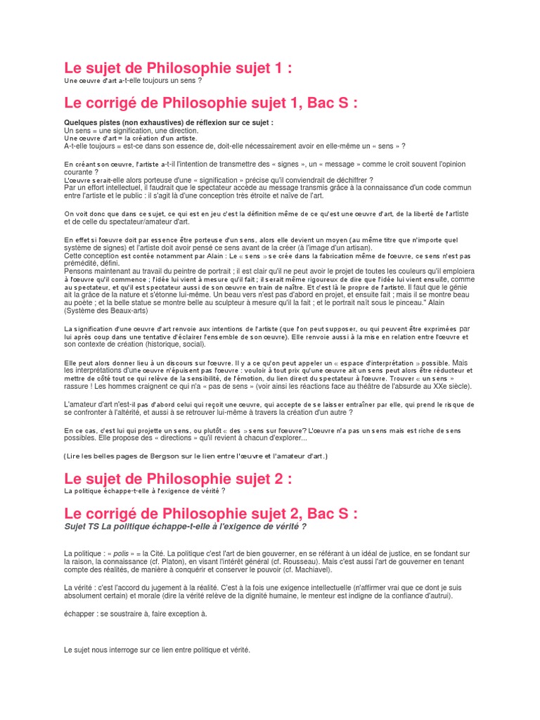 corrige dissertation philo