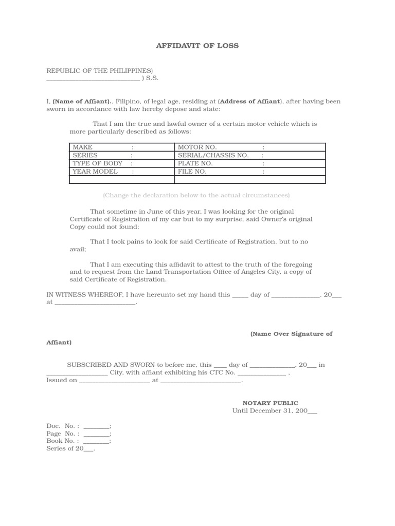 Affidavits Affidavit Notary Public