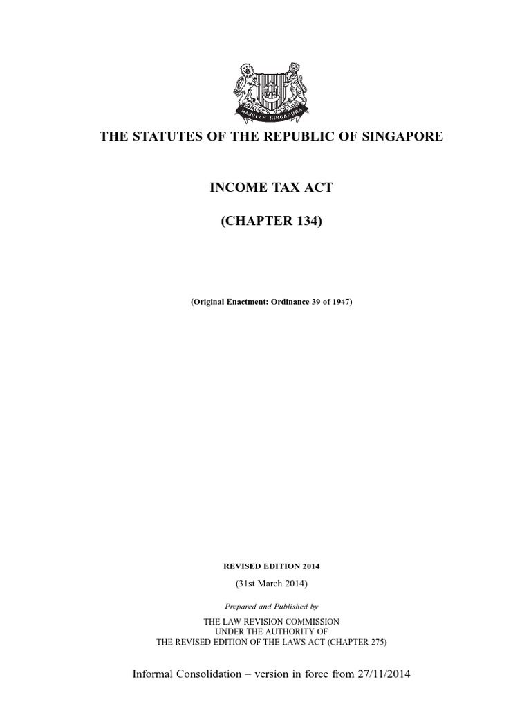 The Statutes of The Republic of Singapore Informal Consolidation
