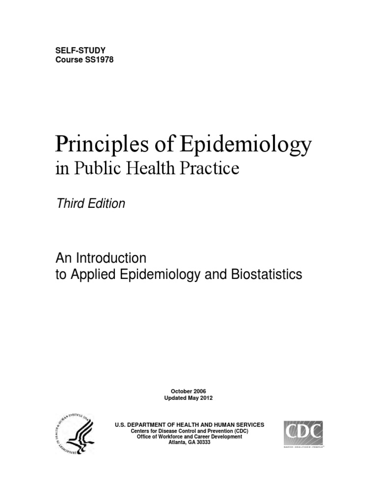 CDC Principles of Epidemiology PDF Epidemiology Cholera