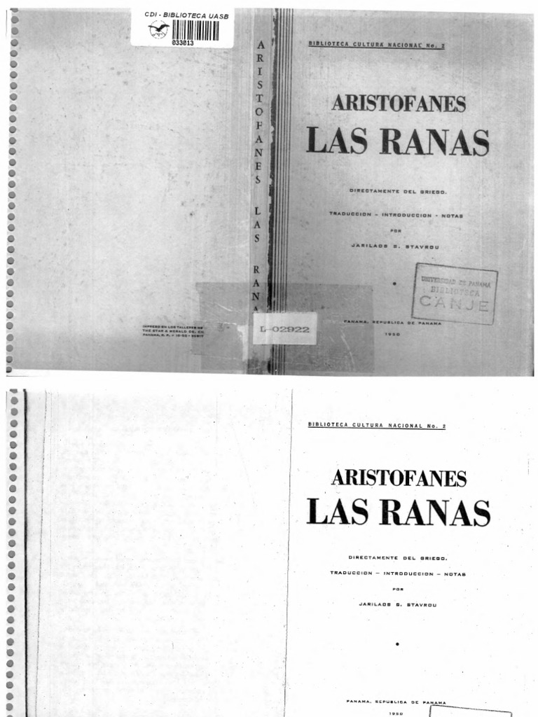 08a. Aristófanes - Las Ranas (Trad. Stavrou) | PDF | infierno | Comedia