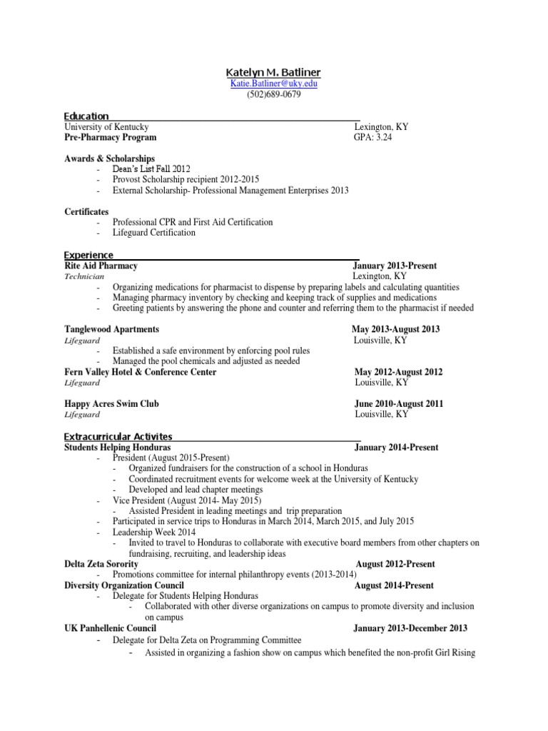 Pharmacy Student's Resume | PDF