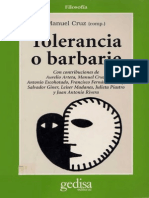 Tolerancia o Barbarie - Manuel Cruz