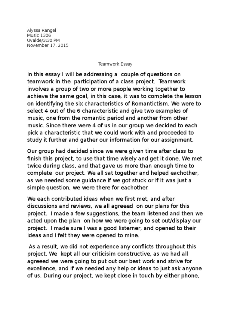 Teamwork essay introduction image