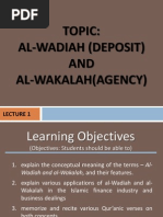 Lecture 1 - Wadiah and Wakalah