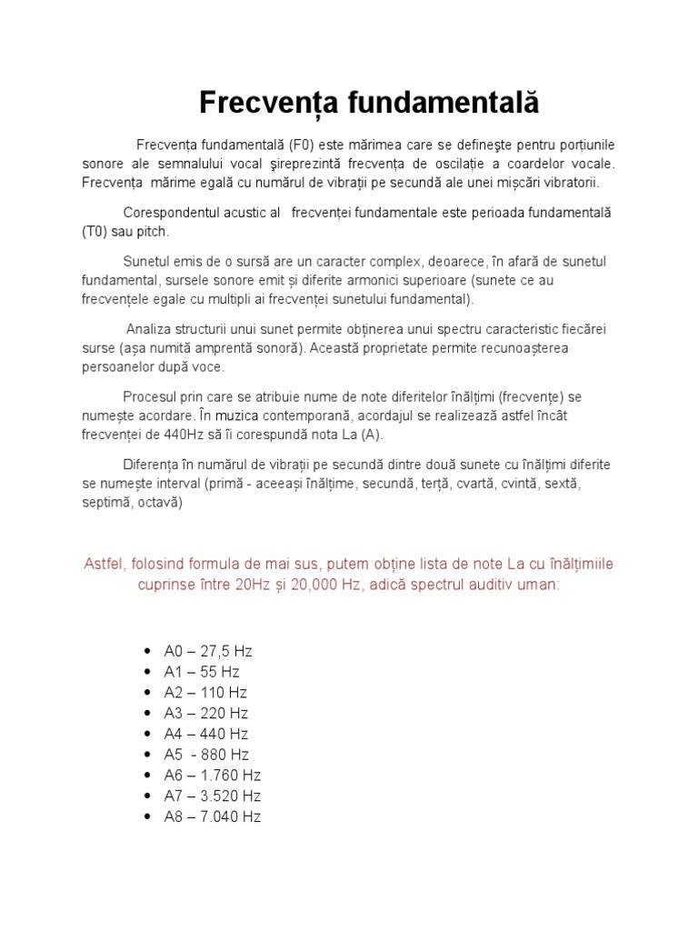 Frecvenţa Fundamentală | PDF