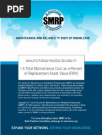 SMRP Metric 1.5 Total Maintenance Cost As A Percent of Replacement Asset Value