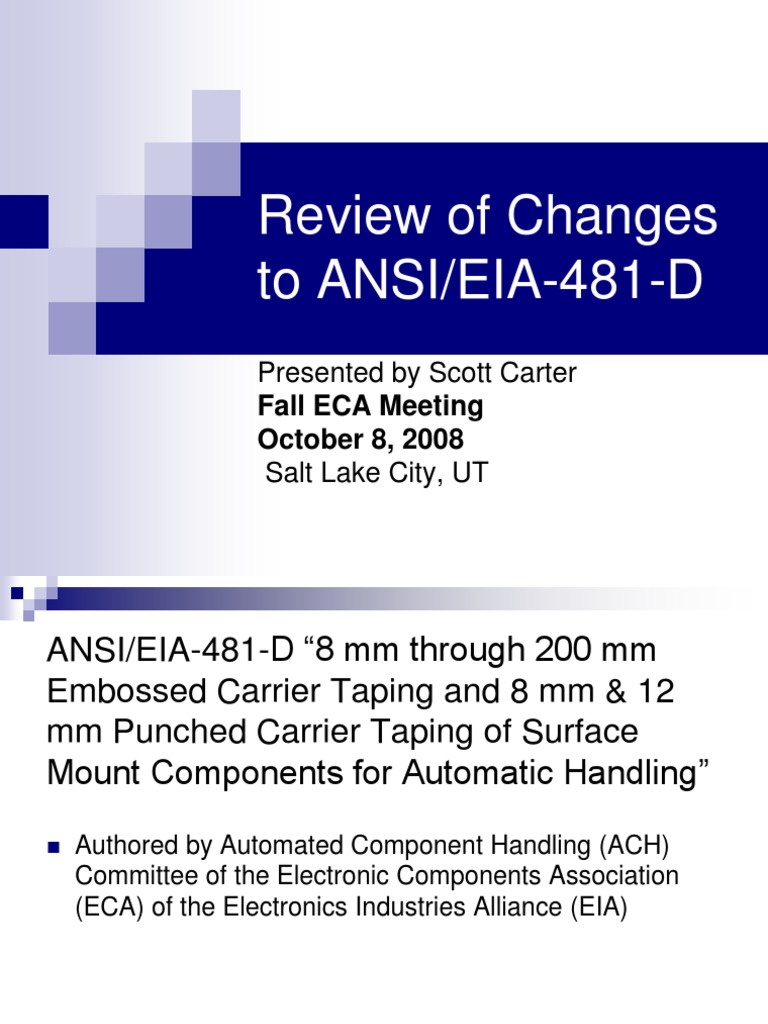 Eia 481 Carrier Tape manufacturing Standard Electrical Engineering