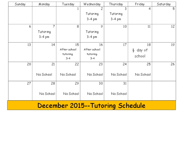 Tutoring Calendar PDF
