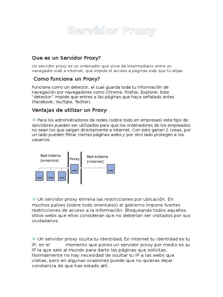 Servidor Proxy: Ventajas y Configuración | PDF | Servidor proxy ...