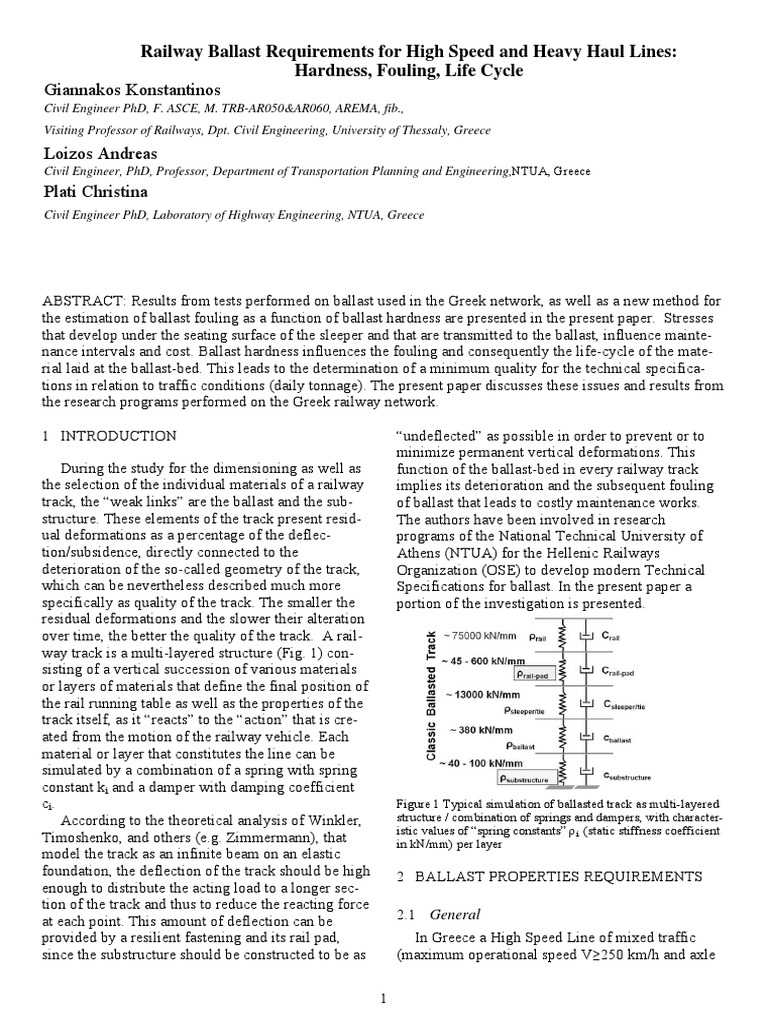Railway Ballast Requirements for High Speed and Heavy Haul Lines