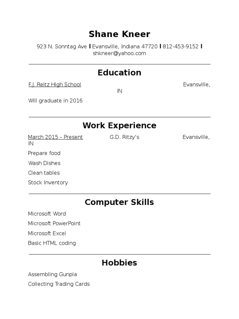 Sandwich Artist CV of Shane Kneer | PDF