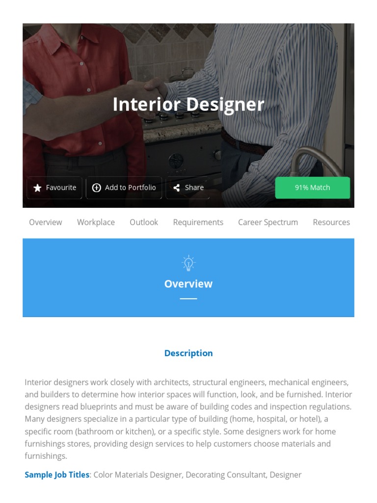 Interior Designer Career Overview | PDF | Interior Design | Architect