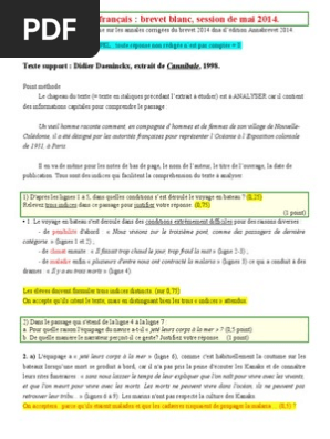 3e francais corrige brevet questions cannibale 2 pdf phrase linguistique