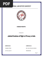 National Law Institute University: Judicial Evolution of Right To Privacy in India