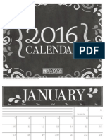 Chalkboard Free Printable 2016 Calendars