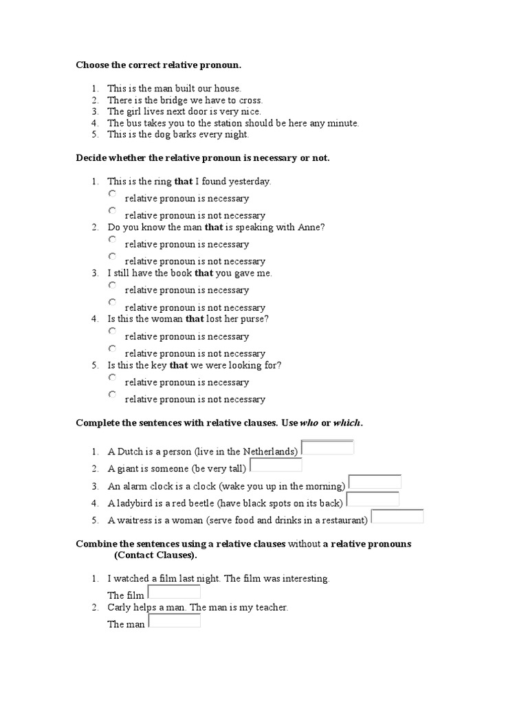 Choosing Correct Relative Pronouns | PDF | Language Arts & Discipline ...