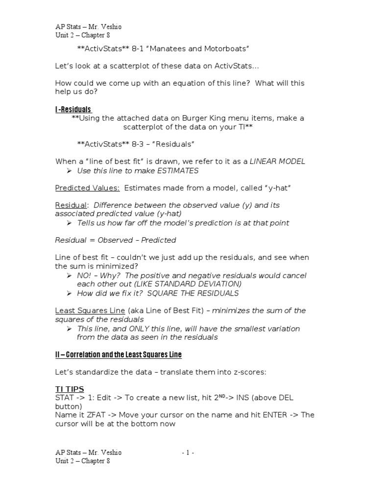 MY NOTES Linear Regression | PDF | Standard Score | Errors And Residuals