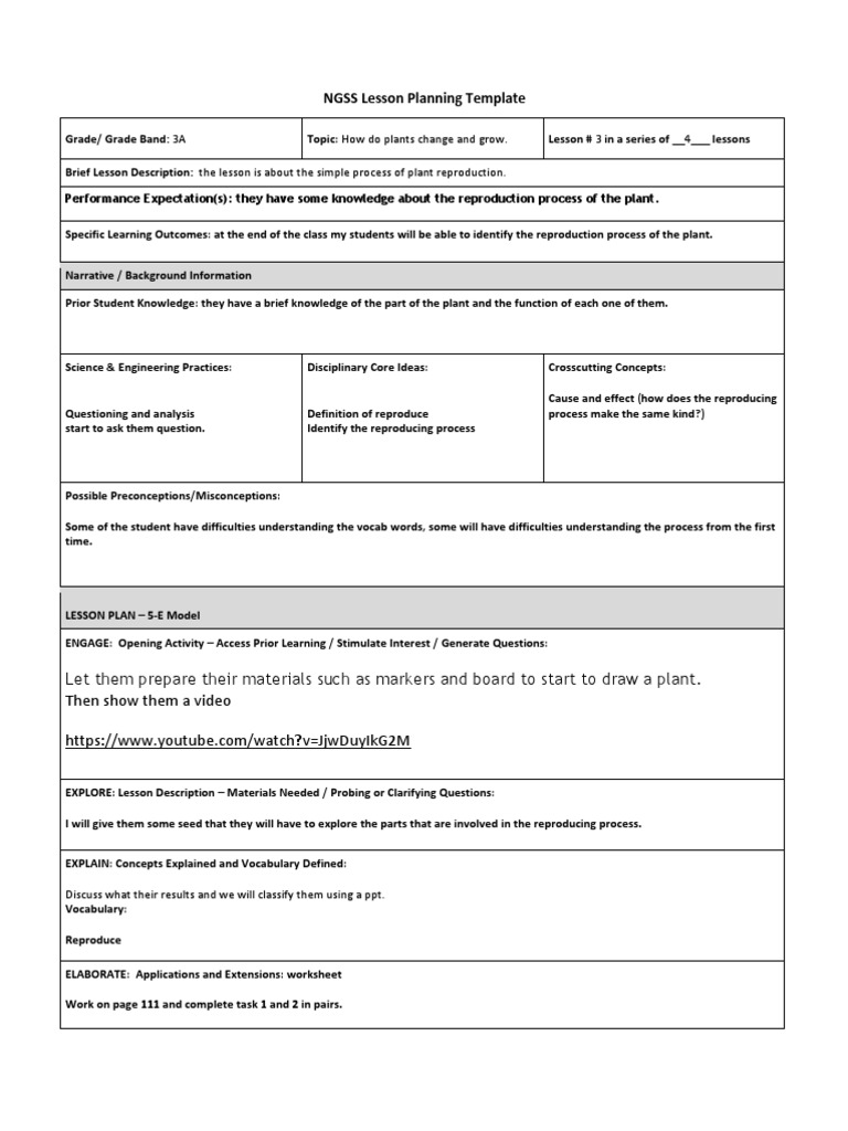plant reproduction mst Lesson Plan Teaching