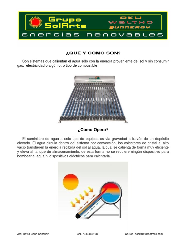 Ficha Tecnica Calentador Solar | Energía solar | Aluminio