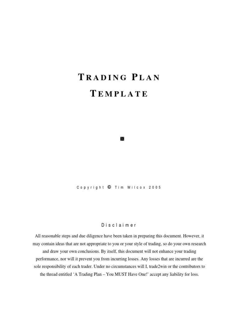+++trading Plan Template 2005 | PDF