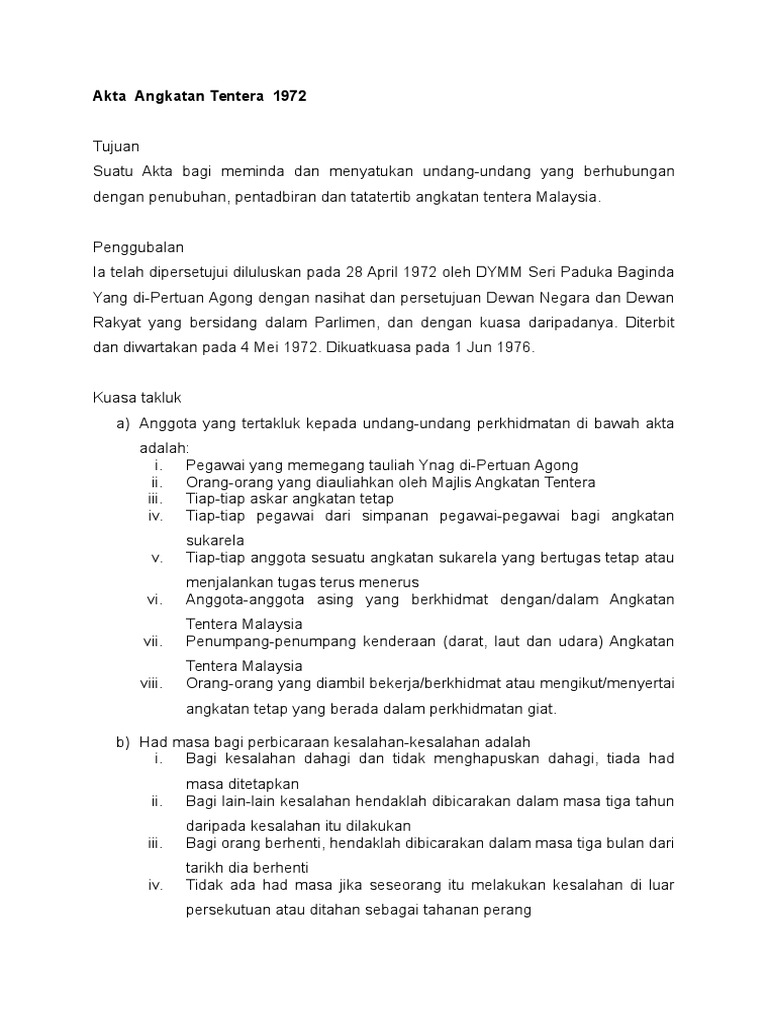 Akta Angkatan Tentera 1972 Pdf