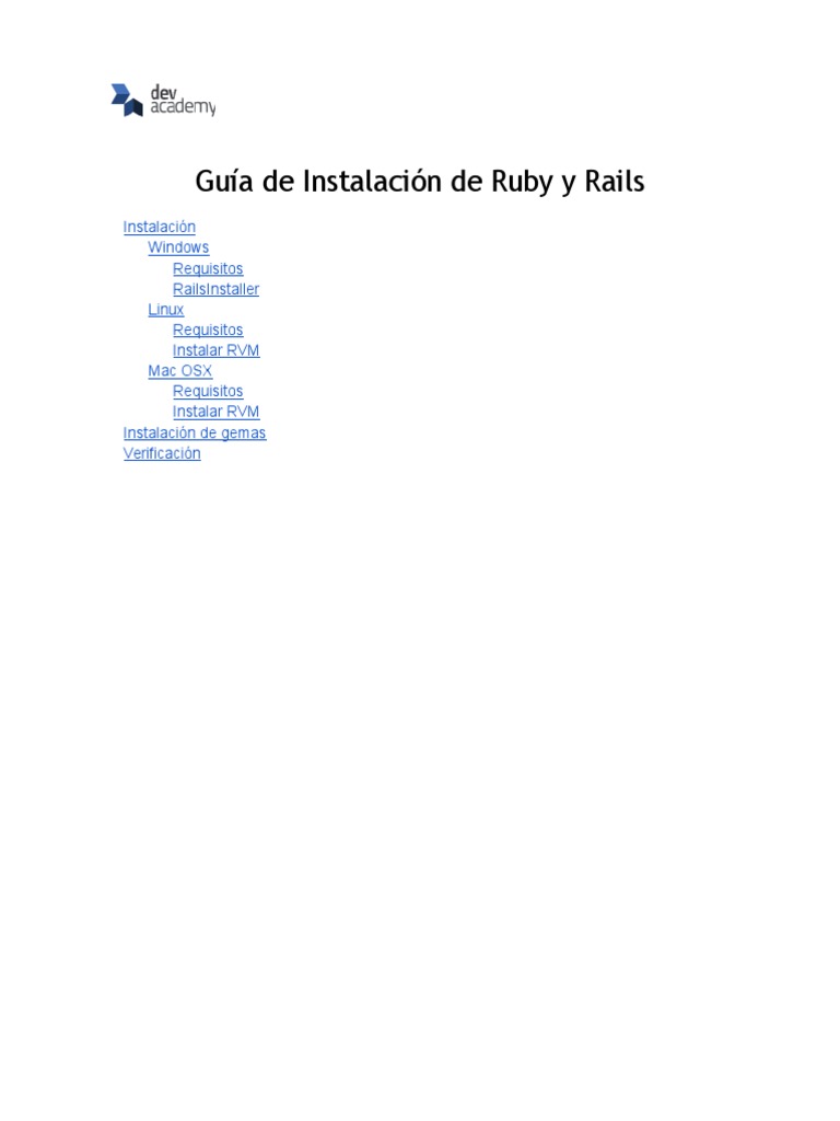 Instalación de Ruby y Rails en Windows y Linux | PDF | Ruby on Rails ...