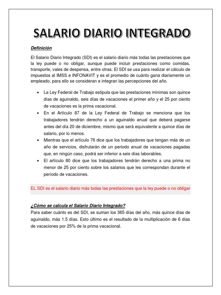 Salario Diario Integrado | PDF