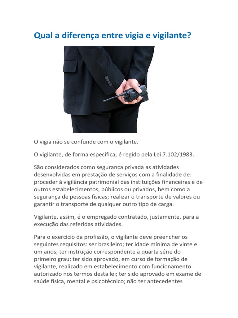 Qual A Diferença Entre Vigia e Vigilante | PDF | Lei das Obrigações ...