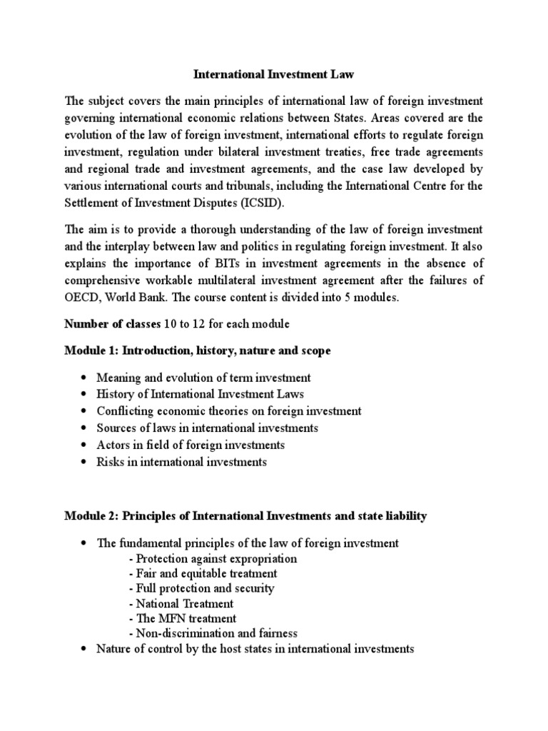 Principles of International Investment Law | PDF | International ...